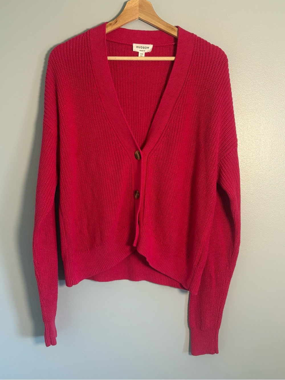 Hudson North Chunky cotton/linen Knit Button-Front Cardigan size Medium